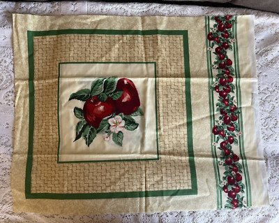 Vtg Rare Apples The Cranston Collections Cranston Print Works Co. Fabric Panel