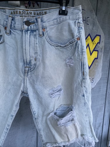 Worn 3 Times! American Eagle Straight Distressed Denim Jean Shorts Men's Size 28 - Picture 3 of 6