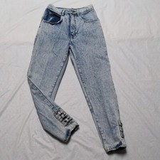 Gitano Vintage 90s Super High Rise Acid Wash Ankle Bow Jeans Festival Sz 5/6