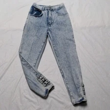 Gitano Vintage 90s Super High Rise Acid Wash Ankle Bow Jeans Festival Sz 5/6