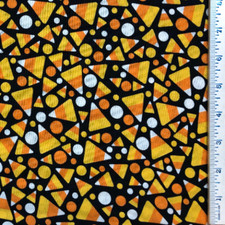 By 1/2 Yard Tossed Candy Corn Halloween w/ Dots Springs 100 Cotton Fabric