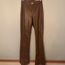H M FAUX LEATHER FLARE PANTS