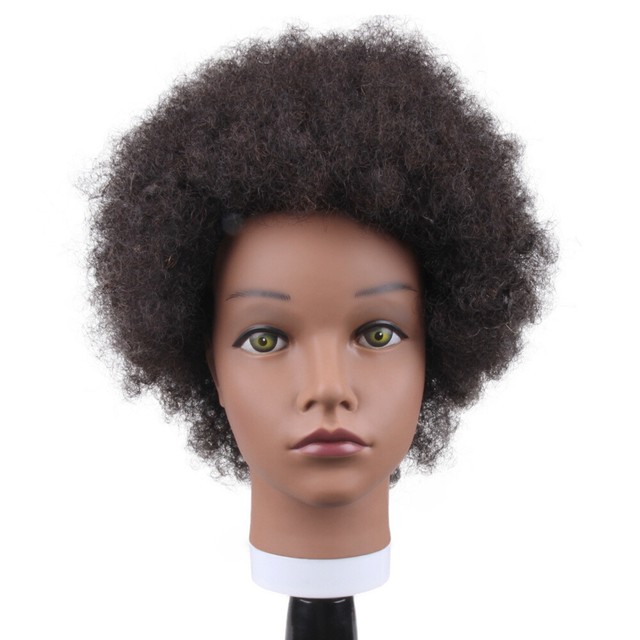 Mannequin Head with 100 Kinky Curly Human Hair Female Cosmetology Manikin Head eBay