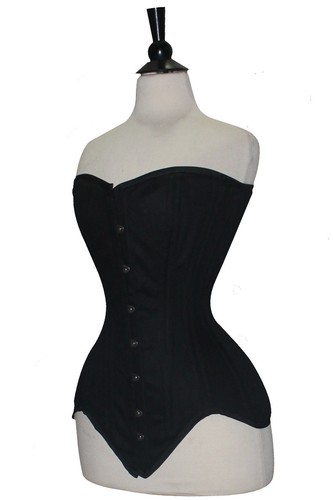 Alta Calidad Sobrebusto Sarga Algodón Moda Negro Corsé Doble Hueso XS a 7XL - Imagen 2 de 7