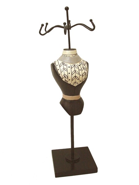 (30991) FIGURA MANIQUI MADERA COLGADOR PARA COLGAR JOYAS MARRON ABIERTO