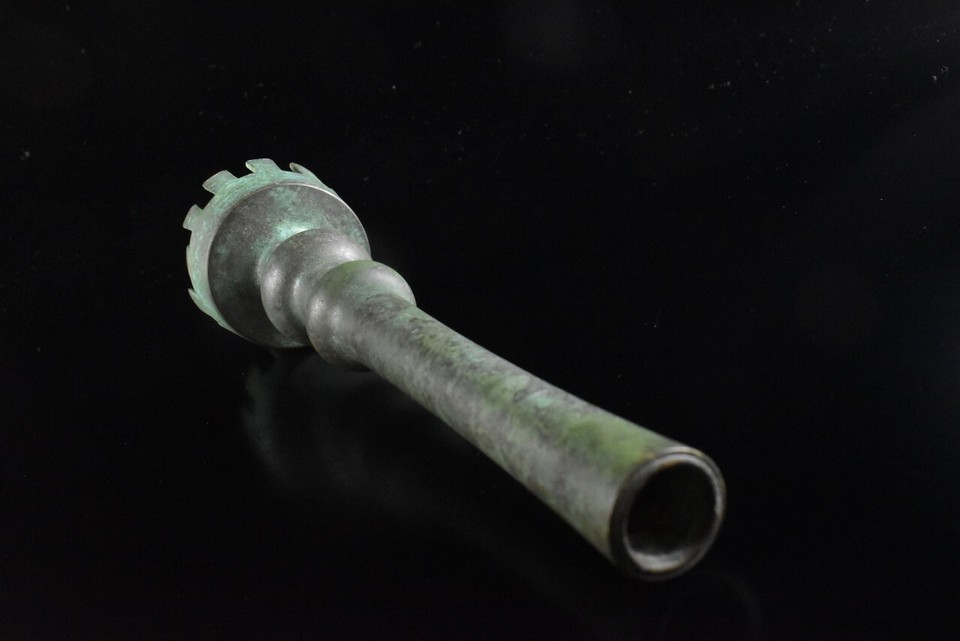 K6261 Japanese Copper Shapely FLOWER VASE Ikebana, auto w/signed box