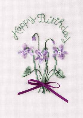Bothy Threads Grußkarte Kreuzstich-Set ''Veilchen'', 9x13.3cm, DWCDG26, Zählmuster