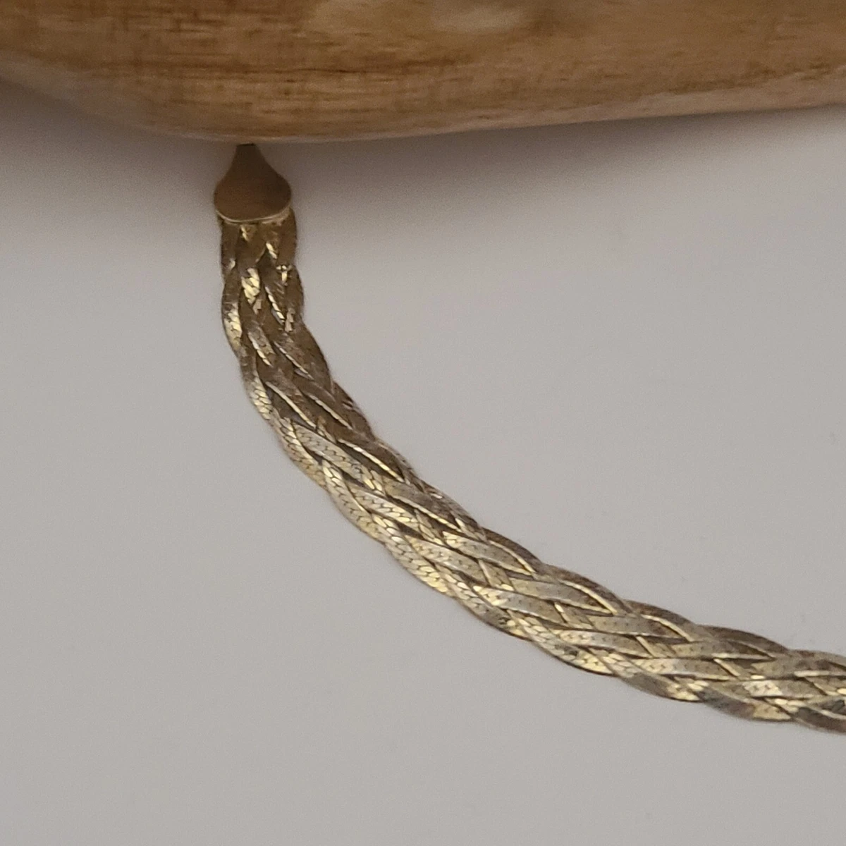 VINTAGE KA 1772 GOLD ON STERLING SILVER ITALY WOVEN BRAIDED 7.5IN BRACELET 925