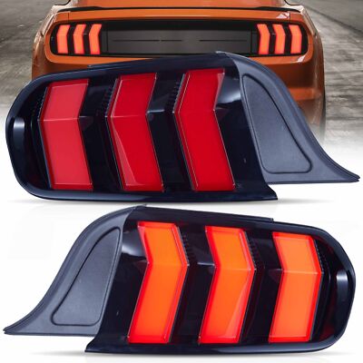 Pair Red LED Tail Lights 5Modes Turn signal For 2015-2023 Ford Mustang Rear Lamp