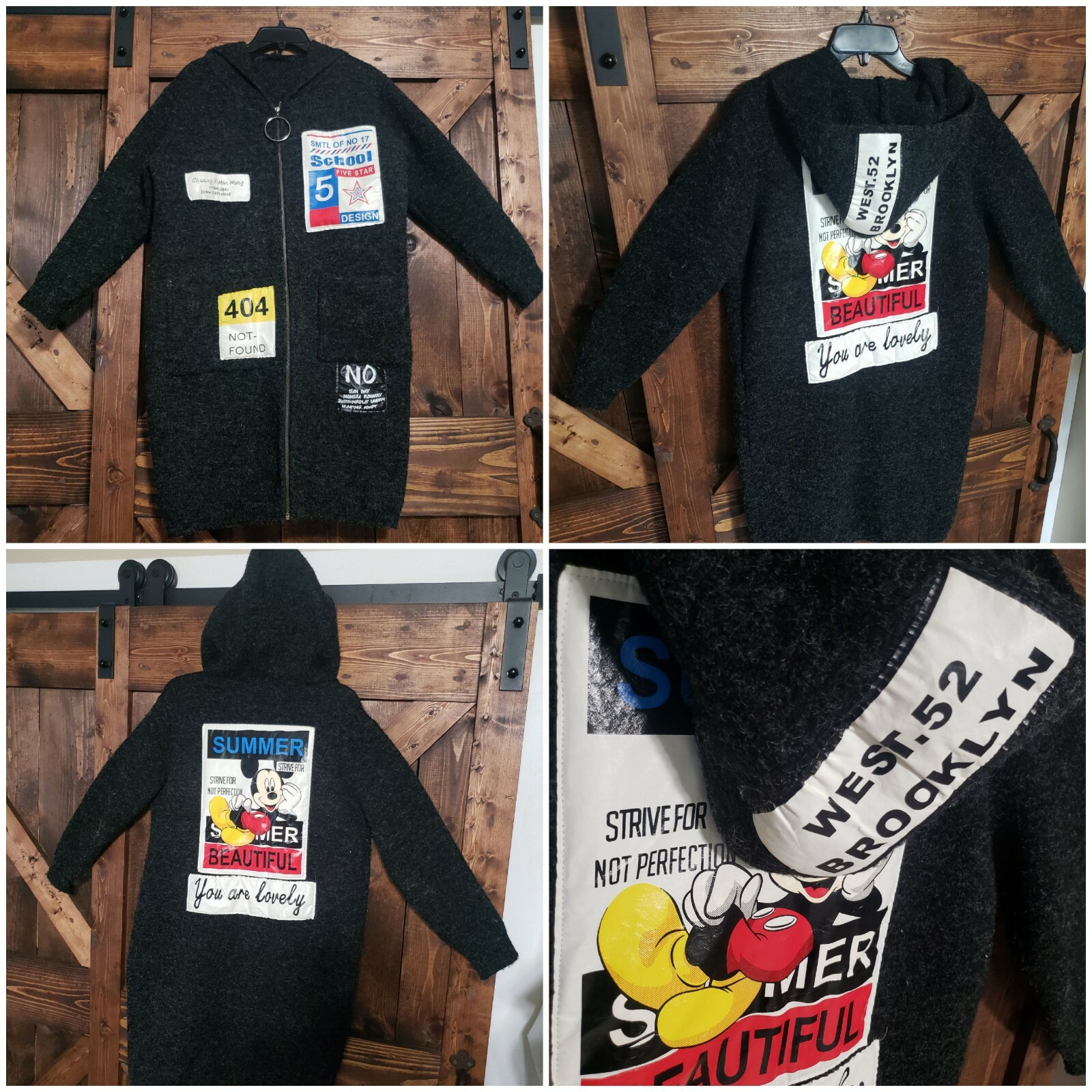 RARE Disney Mickey Mouse Wool Blend Long Jacket / Coat Women's Size M-L Custom image 2