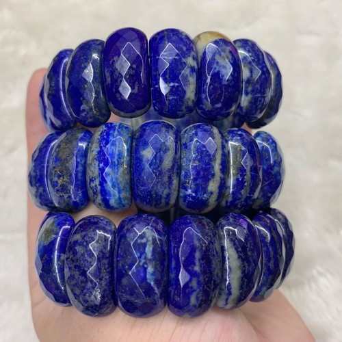 LAPISLAZULI facettiert Stretch Armband oval groß breit flexibel dehnbar 18-22cm - Bild 9 von 9