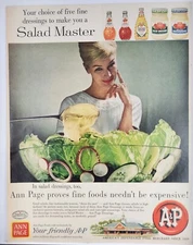 1960 A&P Food Stores Ann Page Salad Master Print Ad Poster Man Cave Art Deco 60s