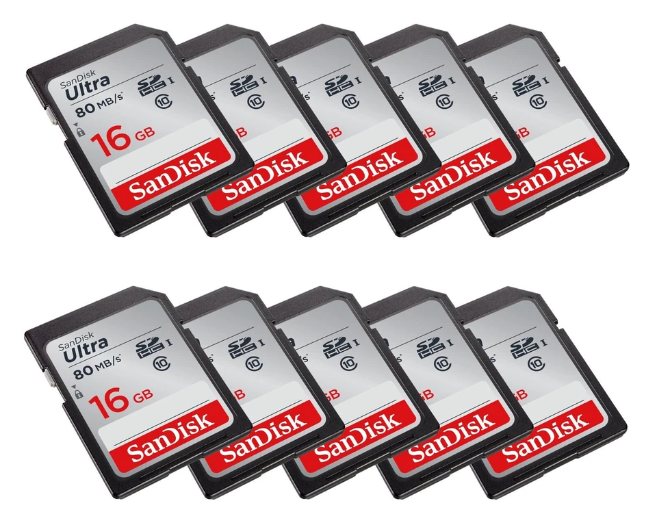 LOT 10x SanDisk Ultra 16GB 80MB/s SD SDHC SDSDUNB Camera Card Class 10 FULL HD - Image 2 of 4