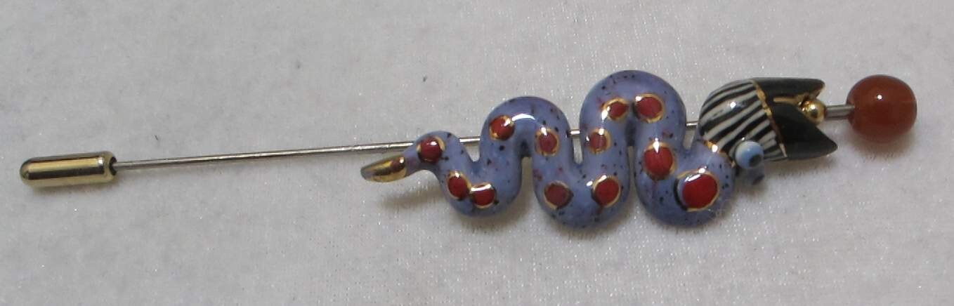 Stick Pin Snake JEWELRY 10 CYNTHIA CHUANG Porcelain Anthropomorphic SNAKE Stick Pin | eBay