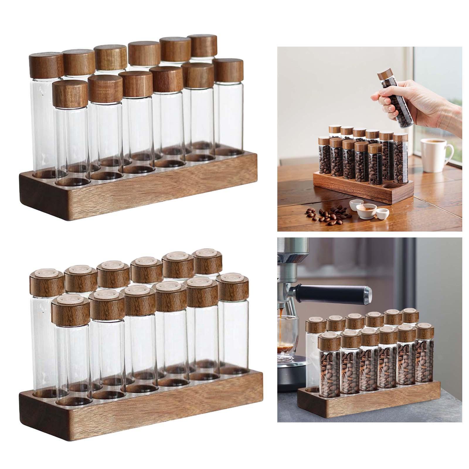 Glass Test Tube Coffee Bean Storage Jar with Shelf Single Dosage Coffee