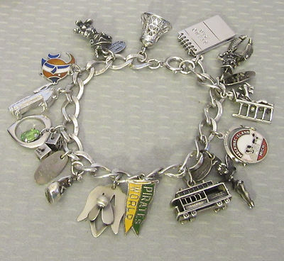 vintage Sterling Silver Charm Bracelet 15P Disney Tinkerbell