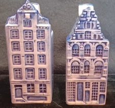 Vintage Delft Blauw Blue Hand Painted Salt And Pepper Shakers 647