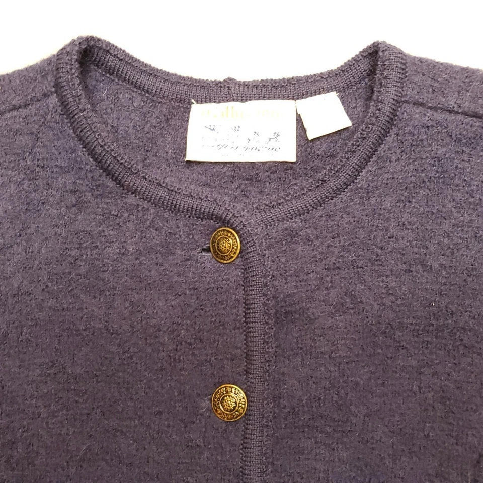 Suéter Vintage Tally Ho Mujer Medio Azul 100% Lana Botón Cárdigan Nórdico Foto 3 de 4