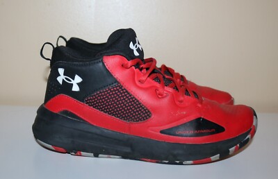 Under Armour Boys Lockdown 5 3023533-601 Red Basketball Shoes Sneakers Size 6Y