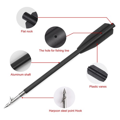 6.8" Black Plastic Fishing Hunting Bolts Arrows for 50 to 130 Pounds Crossbow 6X - Picture 7 of 11