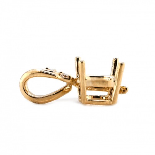 Pendant Semi Mount Round 7mm In 14K Yellow Gold With Diamond Accents (53171) - Picture 3 of 4