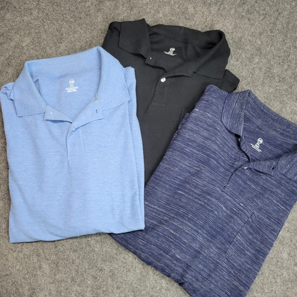HB Polo Shirt Mens 3XL Black Cotton Pocket Minimalist Classic Fit Preppy LOT - Image 3 of 4