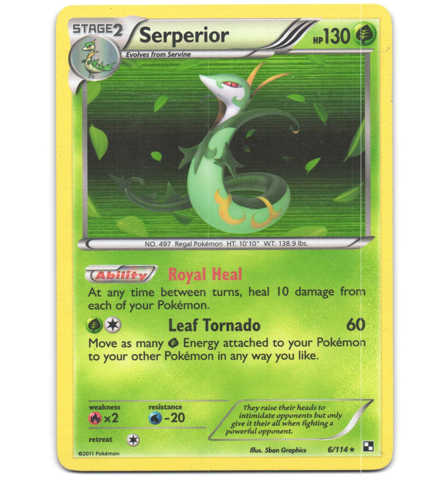 Pokemon 2011 Moderate Play Serperior Black & White 6/114 Holo Card