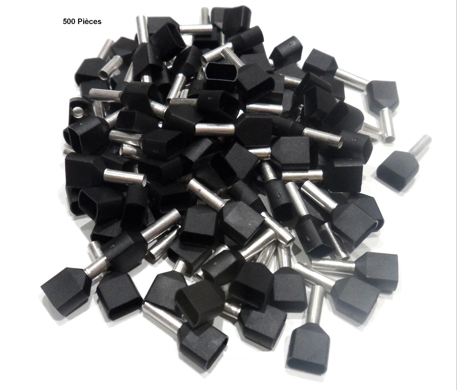 Embouts de cablage double 2x 1,5 mm² noir section 1.5mm lot de 500 pcs