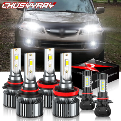 AUIMSOCO 6-Piece 6000K LED Headlight Kit For Acura MDX 2004-2006 - Hi/Low + Fog, 9005+H11+9006 5 thumbnail image