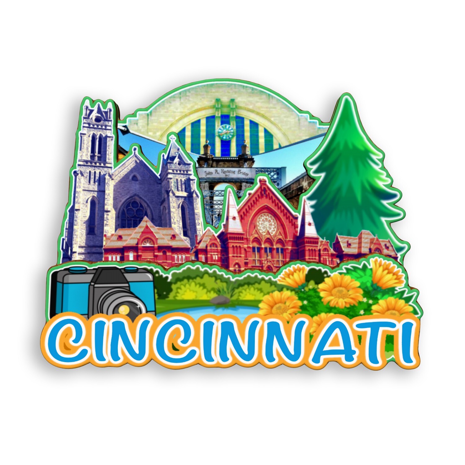 Cincinnati Ohio USA Refrigerator magnet 3D travel souvenirs wood craft gifts