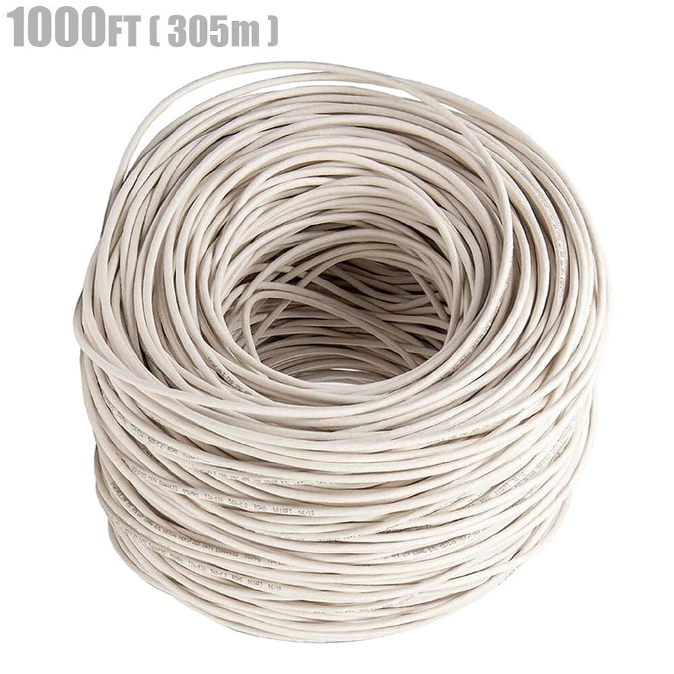 1000FT CAT5E Network LAN Ethernet UTP Bulk Cable Solid Copper Wire 24AWG White - Image 3 of 4