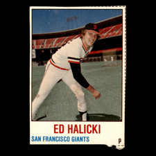 Ed Halicki #12 1978 Hostess (hand cut) San Francisco Giants Baseball Card MLB EX