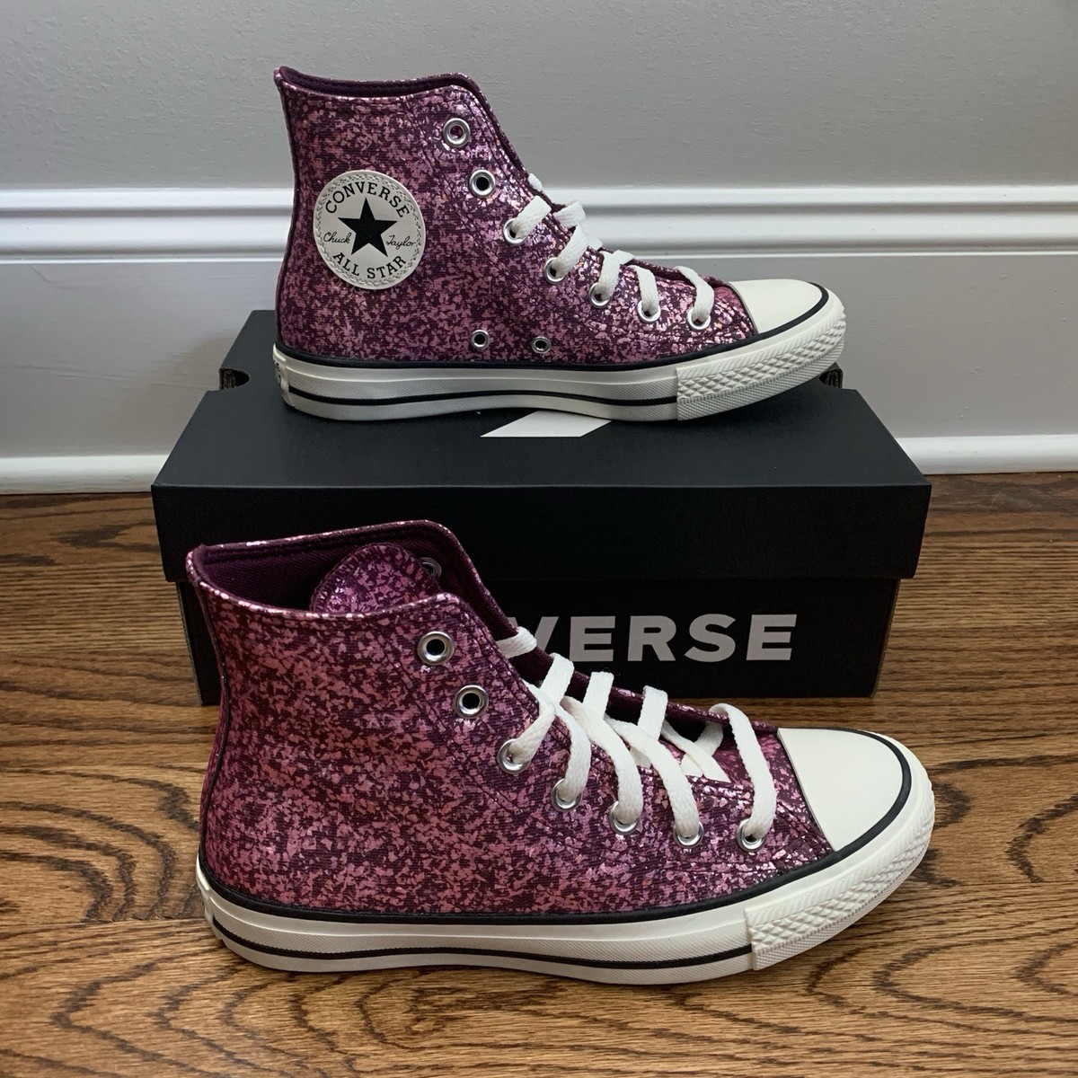 Purple Coated Glitter Converse Converse Chuck Taylor All Star Hi