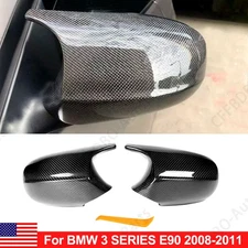 2X REAL CARBON FIBER MIRROR COVER CAP REPLACE FOR 3 SERIES BMW LCI E90 E91 09-12