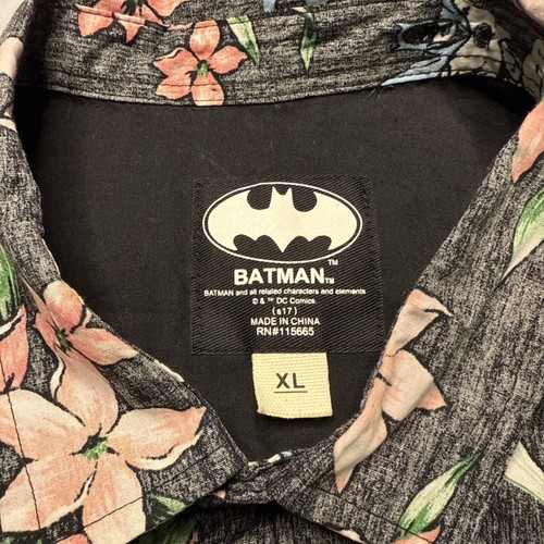 Batman Hawaiian Floral Surf Reverse Print Button Up Shirt DC Comics Mens XL - Picture 2 of 5