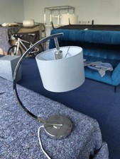 Laura Ashley Noah Polished Nickel Light Table Lamp with Grey Faux Silk Shade