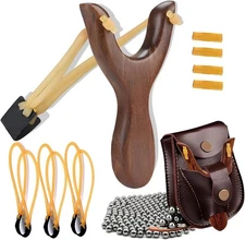 Solid Wooden Slingshot Set – Classic Sling Shot for Outdoor Fun, Hunting,