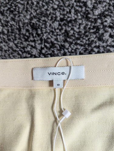 Vince Midi Skirt Size 10 UK 14 Cream Linen Blend Slip Bias Cut Mid Rise - Picture 2 of 8