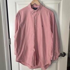 Ralph Lauren Yarmouth 100 Cotton Pink Button Down Sz 16 1/2  - 33  