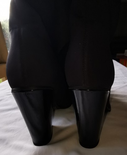 WITTNER Sz 40 OR 9 Stretch Scuba Over Knee Boots Patent Leather Heels - Picture 10 of 12
