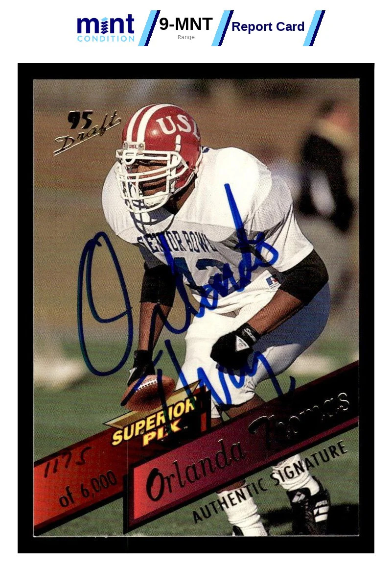 1995 SUPERIOR PIX ORLANDO THOMAS 15 RC AUTO 1175/6000 VIKINGS MCG 10