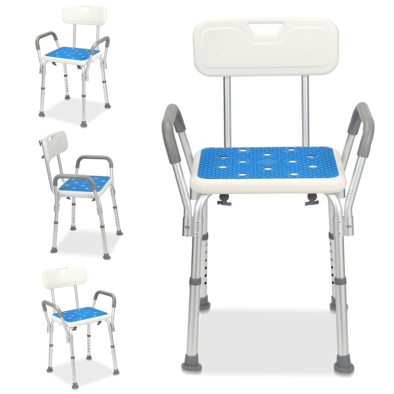 Duschhocker Badhocker mit Armlehnen und Rückenlehne Duschstuhl für Senioren