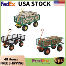 500/900/1200 LBS Heavy Duty Steel Garden Cart W/Removable Mesh Sides  Handle