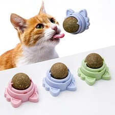 Rotating Catnip Wall Balls Interactive Cat Toy Dental Lick