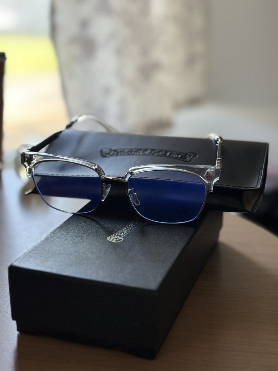 Chrome Hearts Clear Frame w/ Blue Tint Glasses | eBay