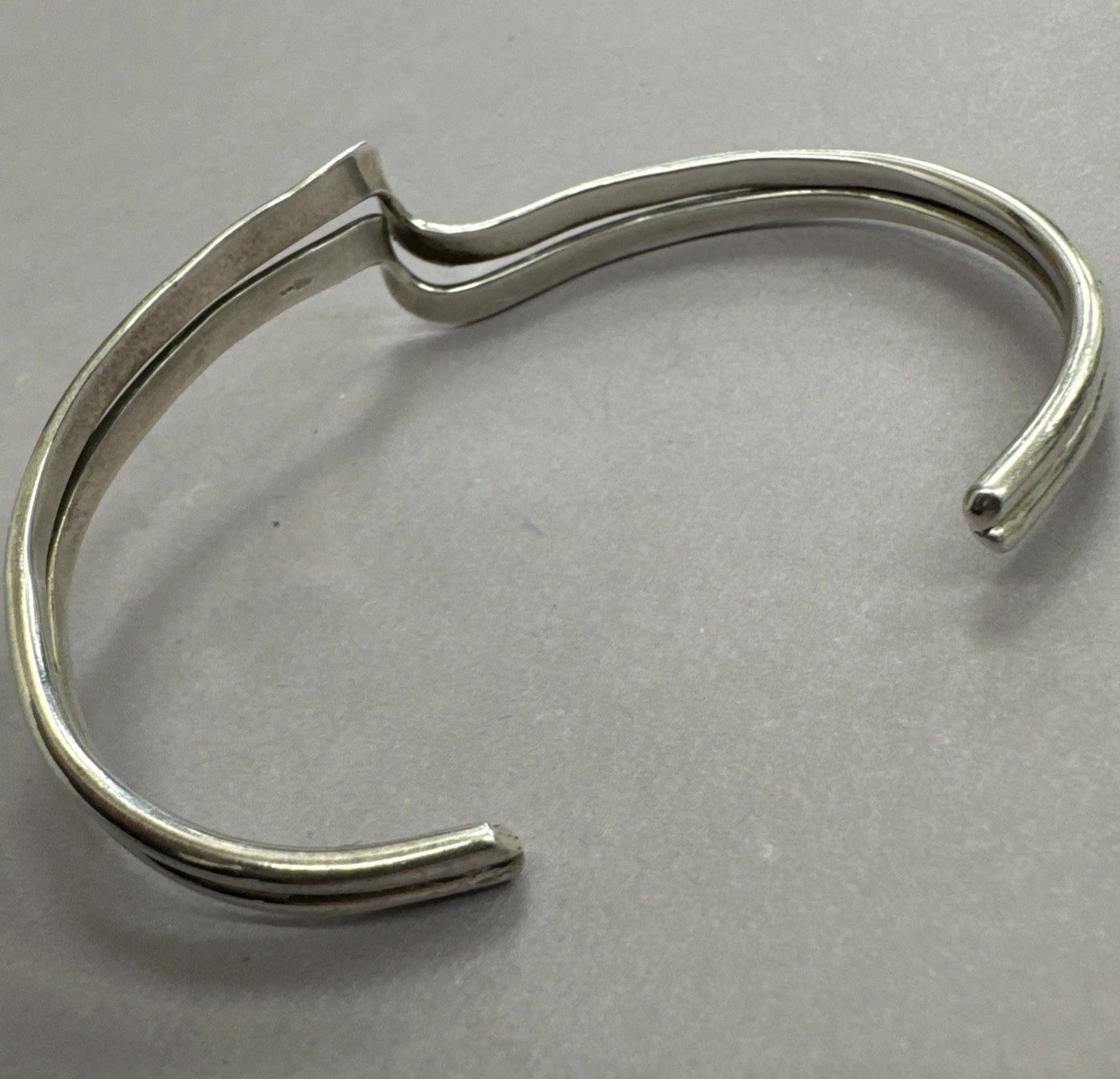 Solid Sterling Silver 925 Wave Twist Cuff Bangle … - image 3