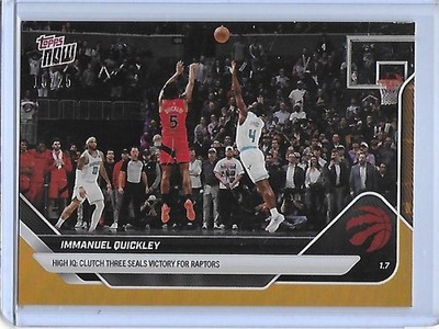 IMMANUEL QUICKLEY 2025-26 Topps Now Orange 15/25 #117 Raptors Clutch 3 in Win