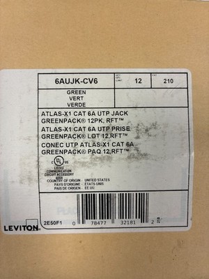Leviton Atlas-X1 CAT 6A UTP Jack Greenpack - 6AUJK-CV6 - Green