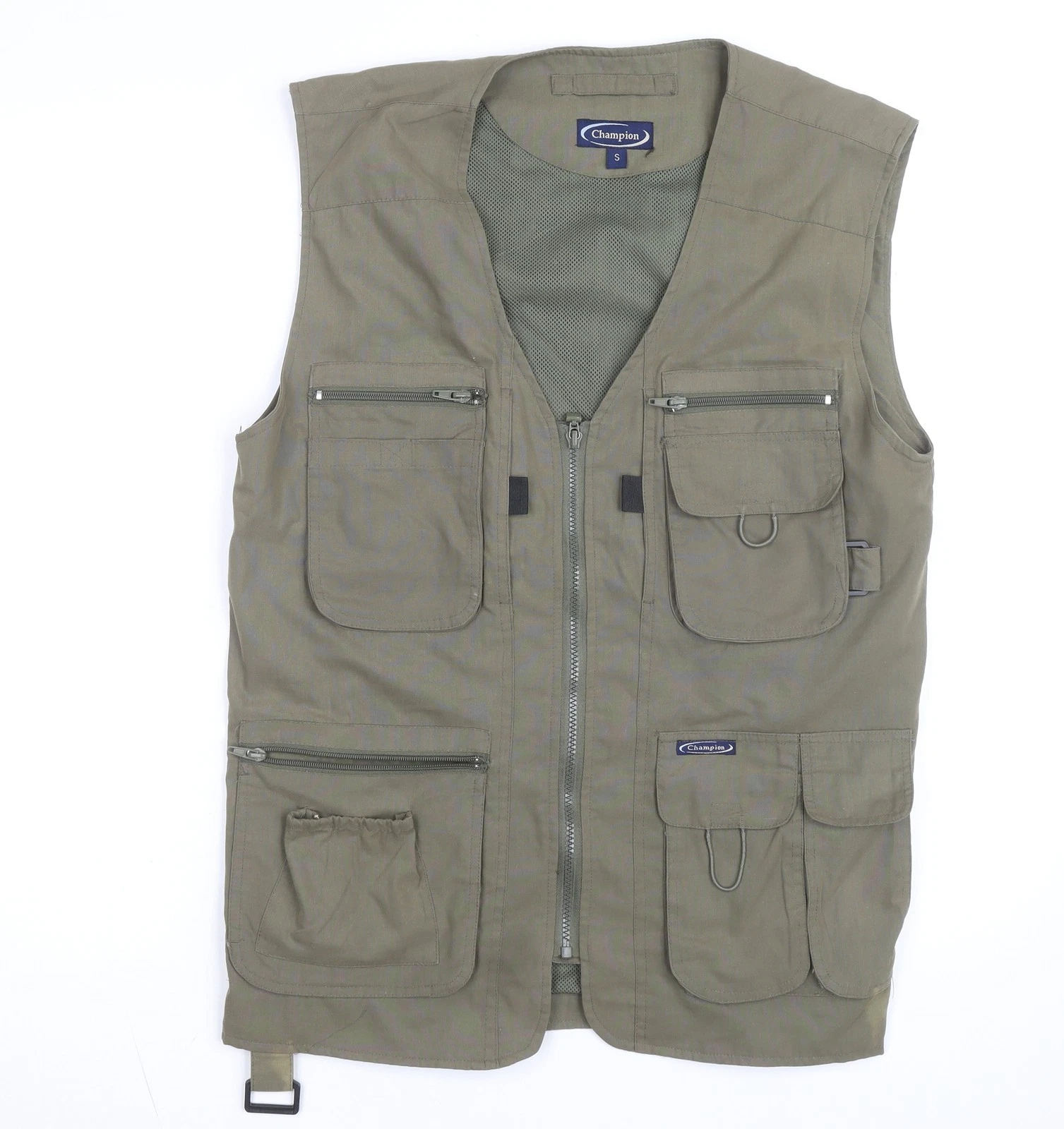 Champion Men’s Green Utility Fishing Waistcoat S Cotton Zip Pockets