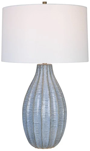 Uttermost Veston 28" Cornflower Blue Glaze Ceramic Vase Table Lamp - Picture 2 of 7